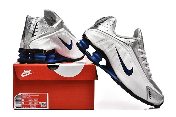 Nike Shox Sneakers – White, Silver & Blue