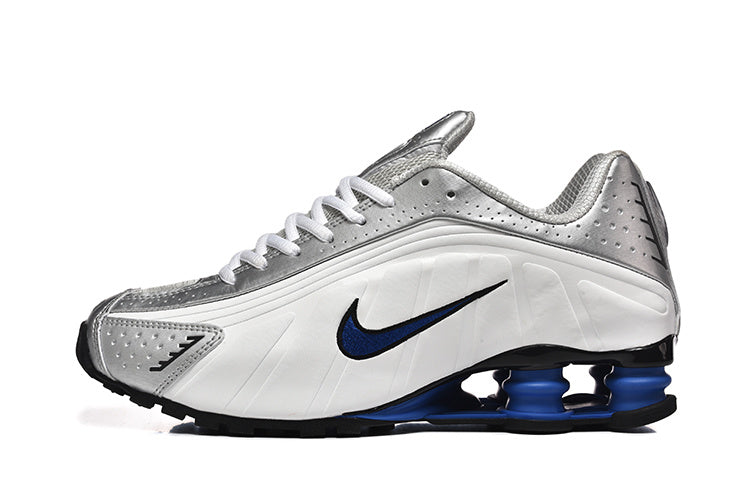 Nike Shox Sneakers – White, Silver & Blue