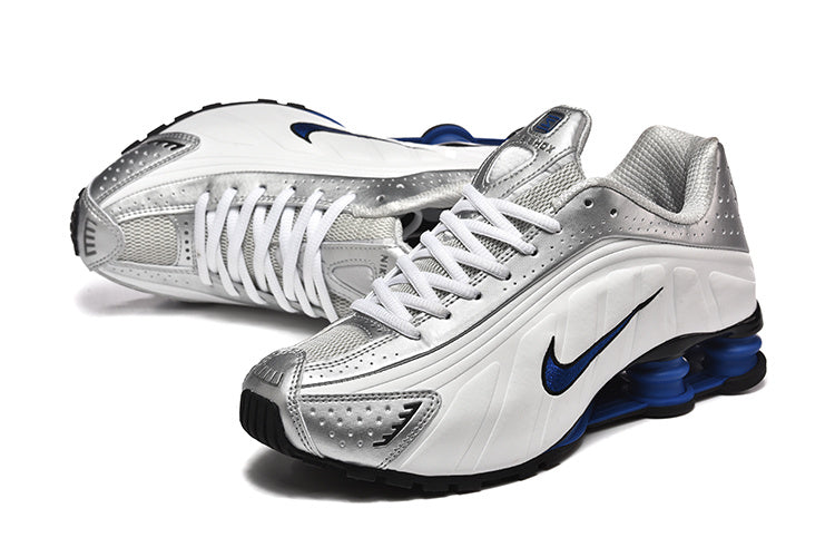 Nike Shox Sneakers – White, Silver & Blue